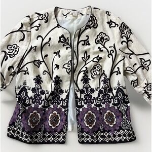 Coldwater Creek Tapestry Jacket Plus 18 Open Front Boho Baroque Medallion Artsy